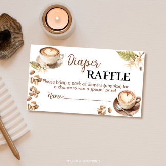 Carte D'accompagnement Bébé prépare un café Baby Shower Tombola de couche