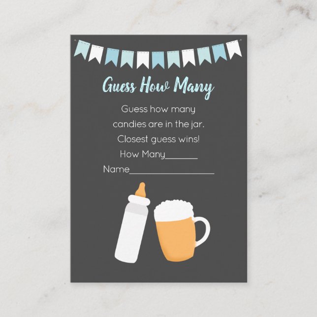 Carte D'accompagnement Bébé-Q Couples de bière Garçon Baby shower Devinez (Devant)