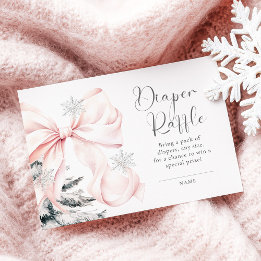 Carte D'accompagnement Bébé rose Bow It Cold Outside Baby Diaper Raffle