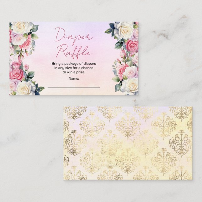 Carte D'accompagnement Bébé rose en fleur de fleur de fleur de couches (Devant / Derrière)