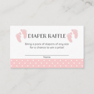 Carte D'accompagnement Bébé rose Pieds Baby shower Déchets Raffle Billets
