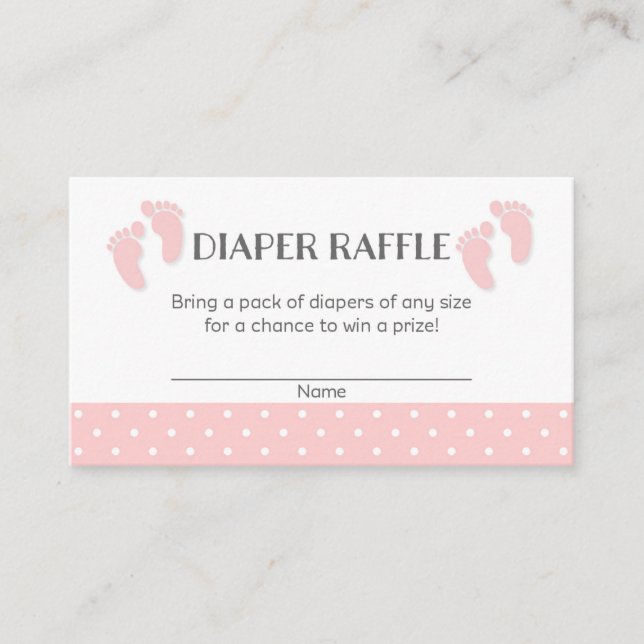 Carte D'accompagnement Bébé rose Pieds Baby shower Déchets Raffle Billets (Devant)