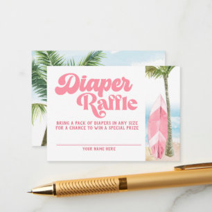 Carte D'accompagnement Bébé rose rétro à bord Surf Déchets Raffle
