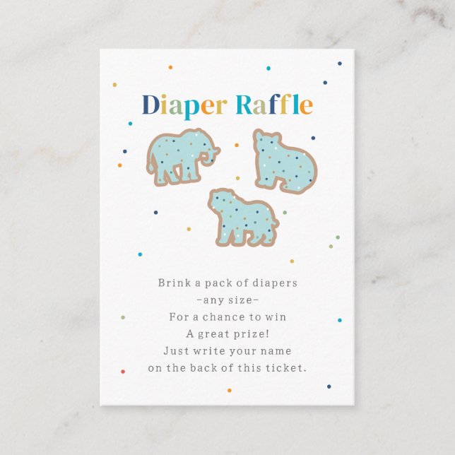 Carte D'accompagnement Bébé Saupoudrer Animaux Cookies Quitter Raffle Ble (Devant)