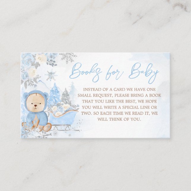 Carte D'accompagnement Bébé son froid à l'extérieur Bleu Ours Livres pour (Devant)