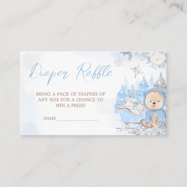 Carte D'accompagnement Bébé Son Froid Hors Bleu Ours Raffle (Devant)