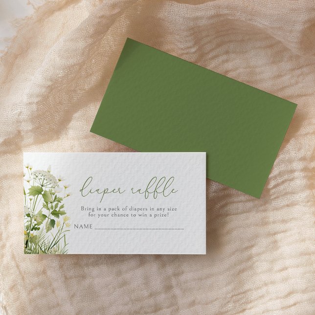 Carte D'accompagnement Bébé Vert En Fleur Fleur sauvage Déchets Raffle (Créateur téléchargé)