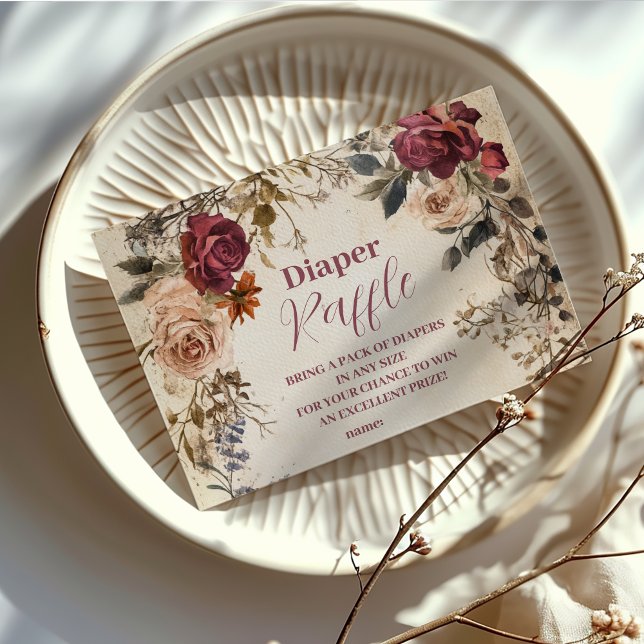 Carte D'accompagnement Bébé Whimsical en fleur Fleur sauvage Diapper Raff (Créateur téléchargé)