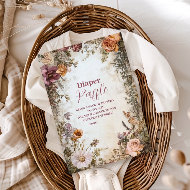 Carte D'accompagnement Bébé Whimsical en fleur Fleur sauvage Diapper Raff (Créateur téléchargé)