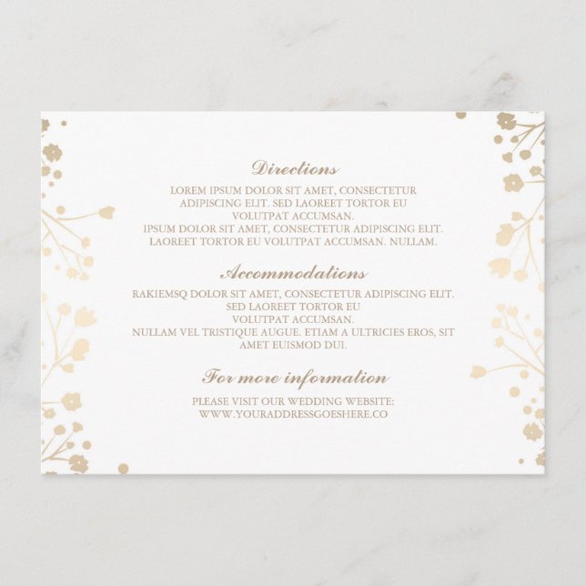 Carte D'accompagnement Bébé's Breath White Détails du Mariage - Informati (Devant)