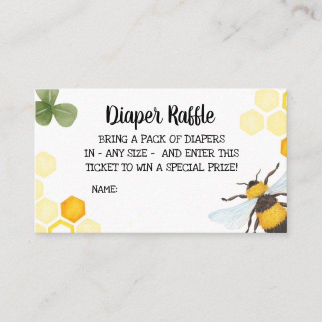 Carte D'accompagnement Bee Baby shower Diaper Raffle Insérer maman à abei (Devant)