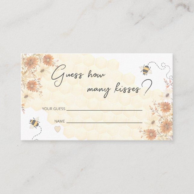 Carte D'accompagnement Bee Honey Boho Fleur sauvage Devine Combien (Devant)