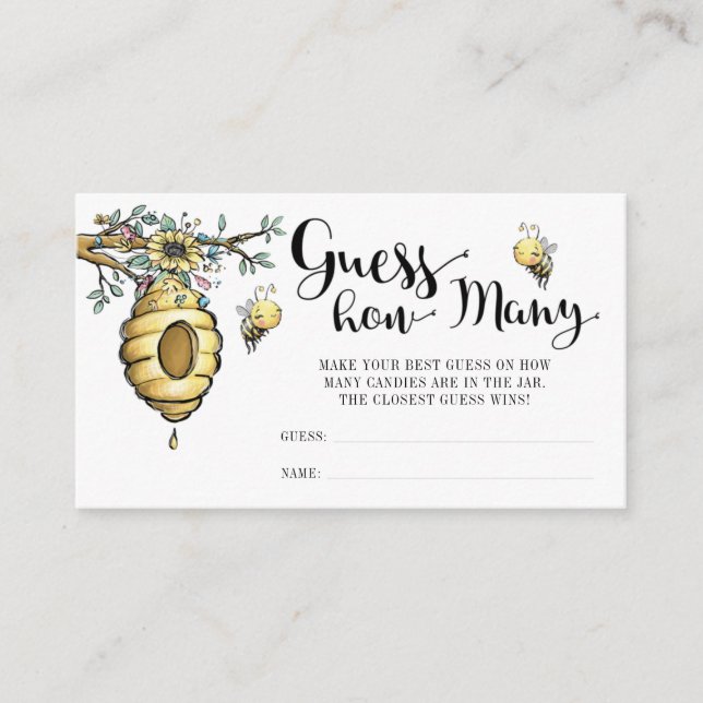 Carte D'accompagnement Beehive Florale Miel Sweet Bee Devine Combien (Devant)