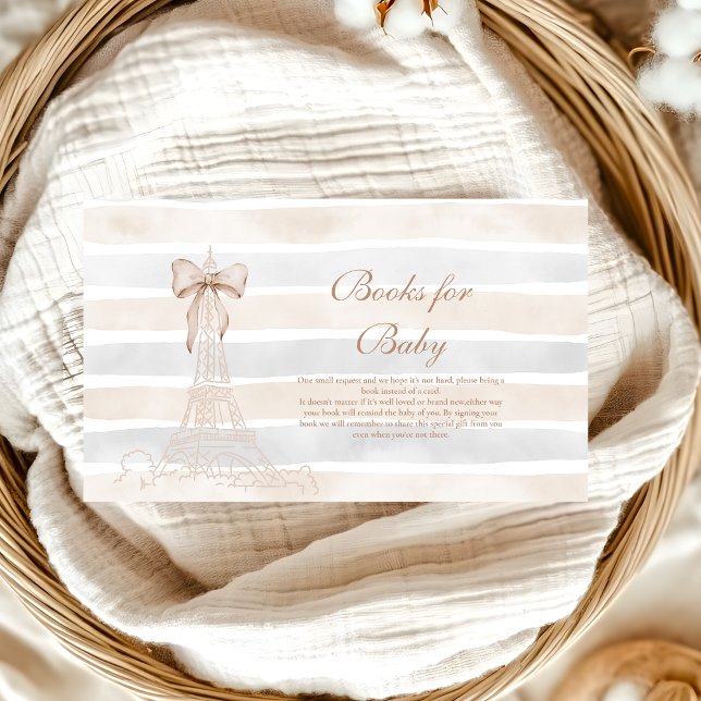 Carte D'accompagnement Beige Bow Bonjour Bebe Baby shower Livres pour béb (Créateur téléchargé)