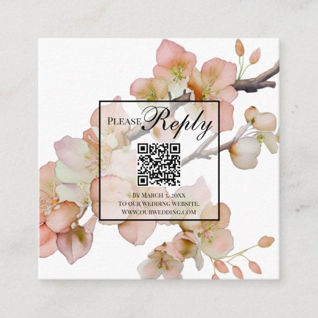 Carte D'accompagnement Belle aquarelle orangée fleurit RSVP (Devant)