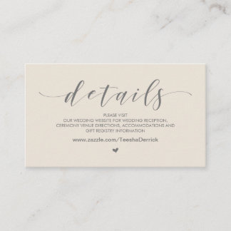 Carte D'accompagnement Belle Crème Grise, Mariage Détails du site