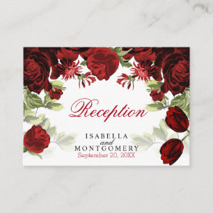 Carte D'accompagnement Belle décoration florale rouge foncé - Réception