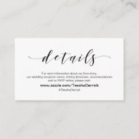 Belle Élégance, Script noir, Détails Mariage