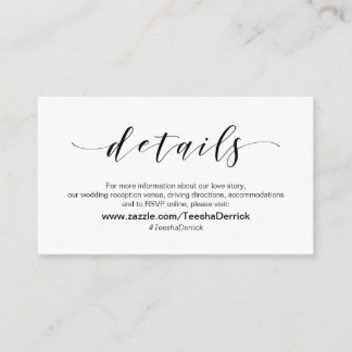 Carte D'accompagnement Belle Élégance, Script noir, Détails Mariage