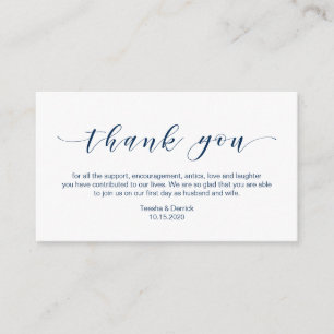 Carte D'accompagnement Belle Elegant, en bleu marine, Merci Mariage