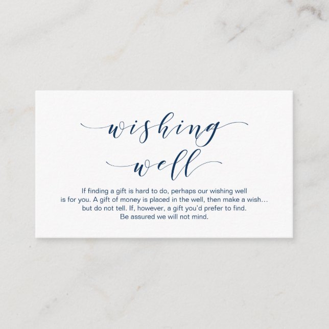 Carte D'accompagnement Belle Elegant, en Navy B, Mariage Wishing Well (Devant)