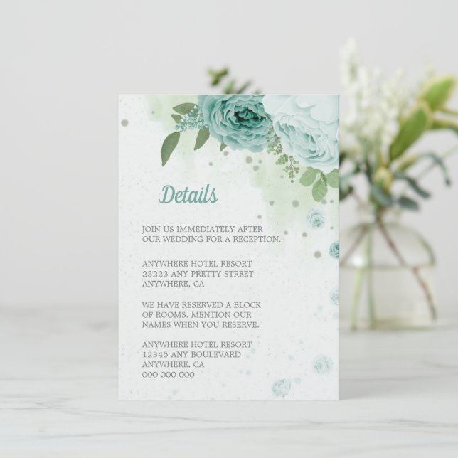 Carte D'accompagnement belle fleurs bleues verdure botanique (Debout devant)