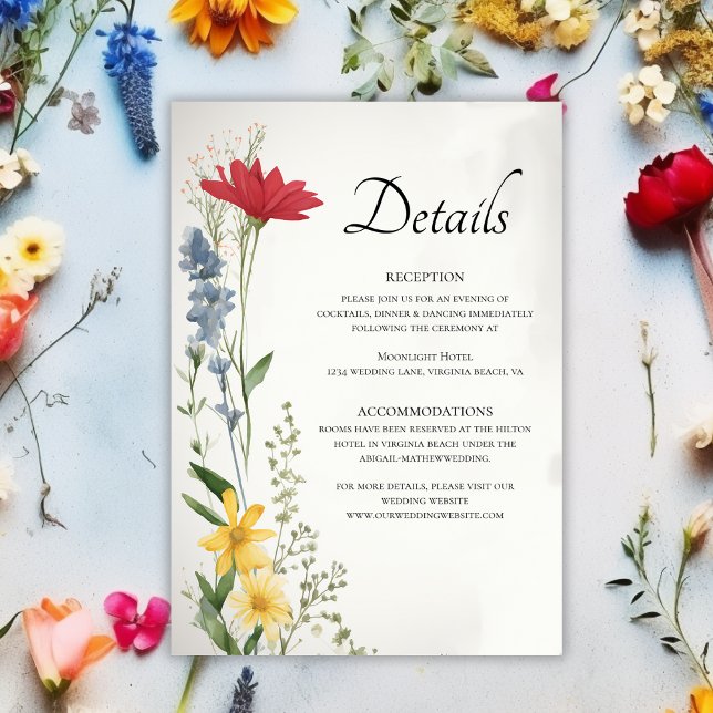 Carte D'accompagnement Belle nature Fleur sauvage Détails du Mariage Flor (Créateur téléchargé)