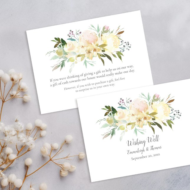 Carte D'accompagnement Belle Roses Blanches Floral Wishing Bien Mariage (Créateur téléchargé)