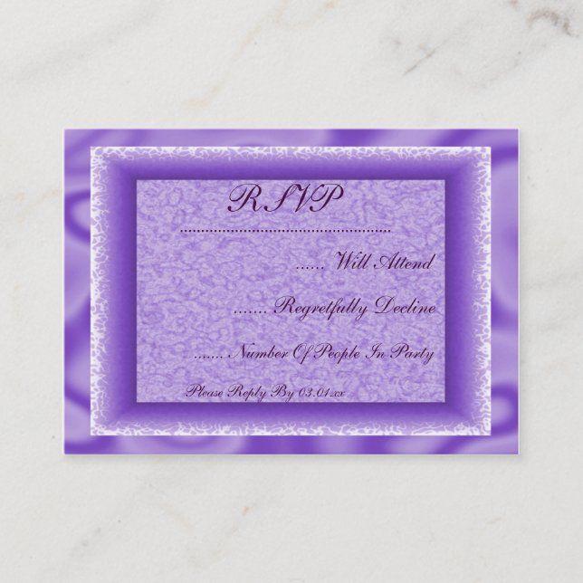 Carte D'accompagnement Belle texture violette RSVP & Enregistrer La Date (Devant)