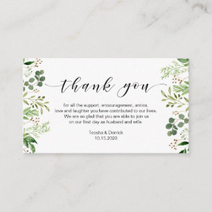 Carte D'accompagnement Belle verdure élégante, Merci Mariage