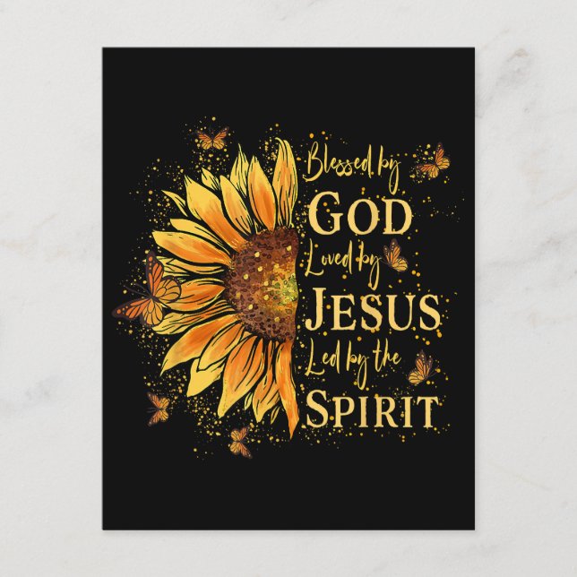Carte D'accompagnement Béni Par Dieu - Aimé Par Jésus, Tournesol (Devant)