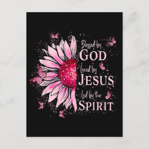 Carte D'accompagnement Béni Par Dieu - Aimé Par Jésus Tournesol Rose