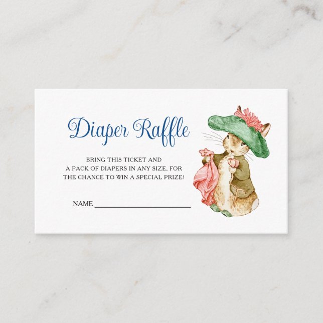 Carte D'accompagnement Benjamin Bunny Baby shower Déchets Raffle (Devant)