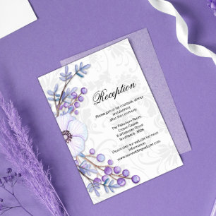 Carte D'accompagnement Berries florales pourpres et réception Mariage dam