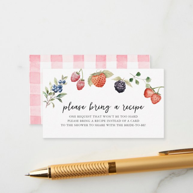 Carte D'accompagnement Berry in Love Berries Bridal Shower Recipe Request (Devant/Arrière en situation)