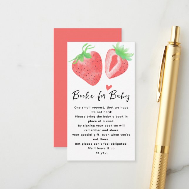 Carte D'accompagnement Berry Sweet Books for Baby Girl´s Baby shower (Devant/Arrière en situation)