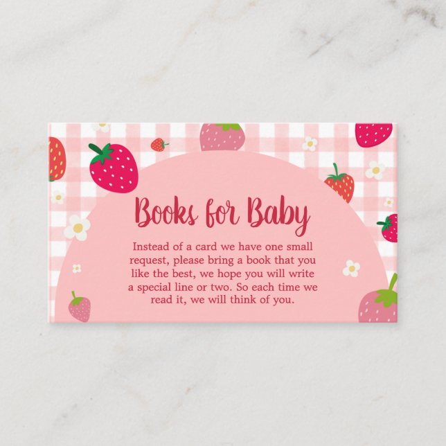 Carte D'accompagnement Berry Sweet En vichy fraises Livres pour bébé (Devant)