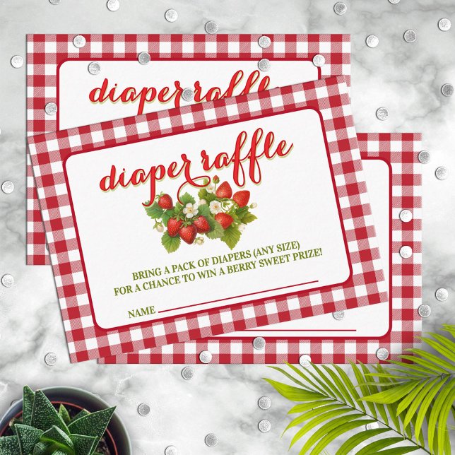 Carte D'accompagnement Berry Sweet Strawberry Thème Diaper Raffle (Créateur téléchargé)