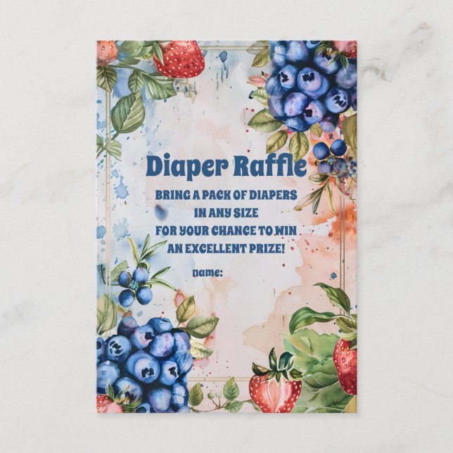Carte D'accompagnement Berry Sweet Wild Berries & Fleurs Diaper Raffle (Devant)