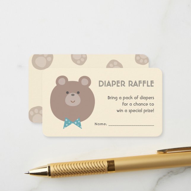 Carte D'accompagnement Beurre Cute Garçon Baby shower Déchets Raffle Bill (Devant/Arrière en situation)