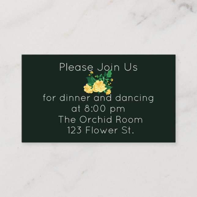 Carte D'accompagnement Beurre Élégant Réception Camellia Jaune (Devant)