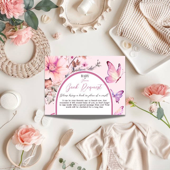 Carte D'accompagnement Beurre Fleur Baby shower demande de livre (Créateur téléchargé)