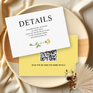 Carte D'accompagnement Beurre jaune rose fleurs QR détails du mariage
