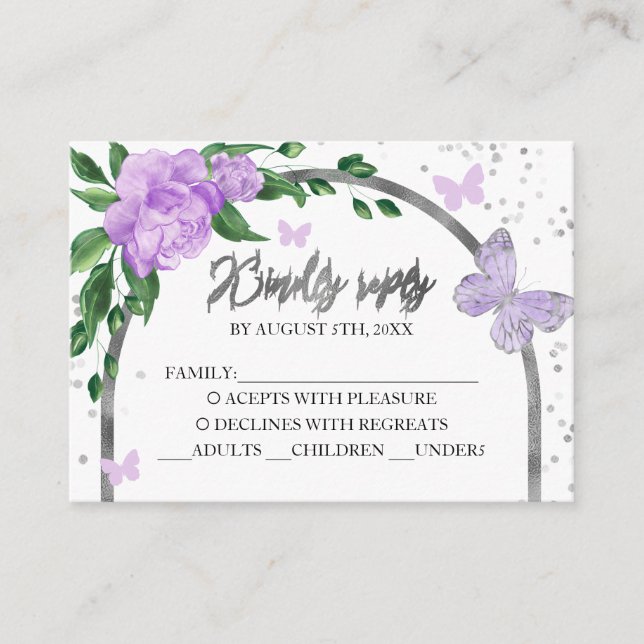 Carte D'accompagnement Beurre Quinceanera Lavande Blush Gown (Devant)