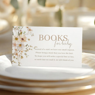 Carte D'accompagnement Bibliothèque bébé Fleur sauvage neutre en fleurs