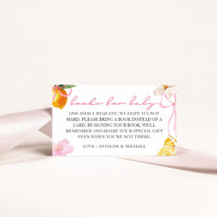 Carte D'accompagnement Bibliothèque de livres pour bébé Lemon & Pink Bows