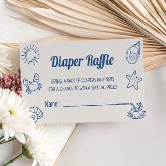 Carte D'accompagnement Bientôt à la mer Bébé Baby Shower Tirage au sort d