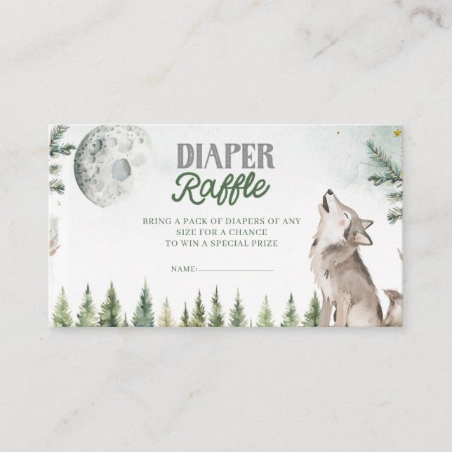 Carte D'accompagnement Bienvenue dans le Pack Forest Wolf Diaper Raffle (Devant)