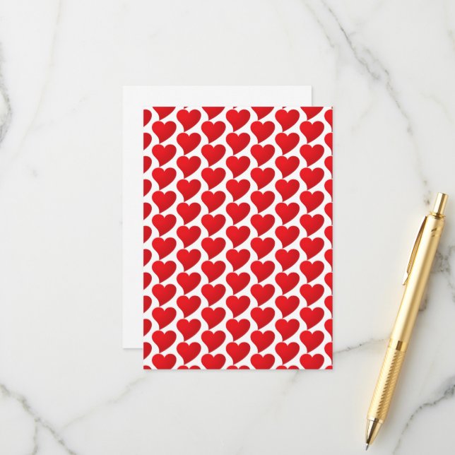 Carte D'accompagnement Big Red Hearts motif blanc Saint Valentin (Devant/Arrière en situation)