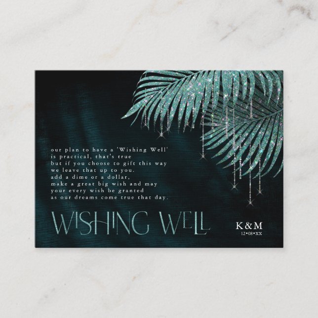 Carte D'accompagnement Bijoux Palm Leaf Wishing Well V1 Turquoise ID830 (Devant)